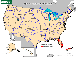 Map of Burmese Pythons in Florida